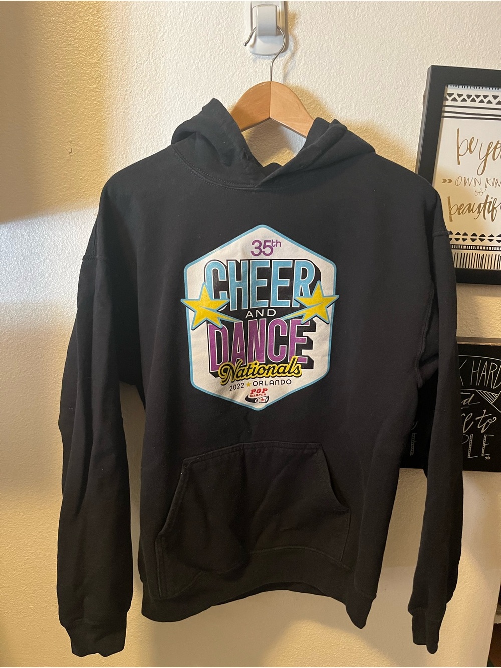 Gildan Black Crewneck Hoodie with Cheer & Dance Nationals Graphic